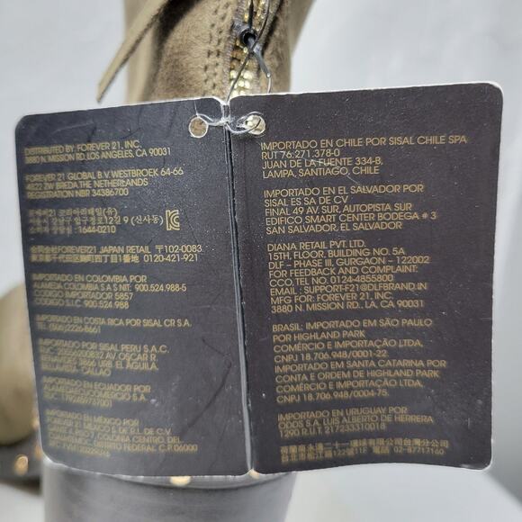 Forever 21 Suede Boots Womens 7 Green Leather Gold Rivets Block Heel Zipper New - Picture 7 of 16
